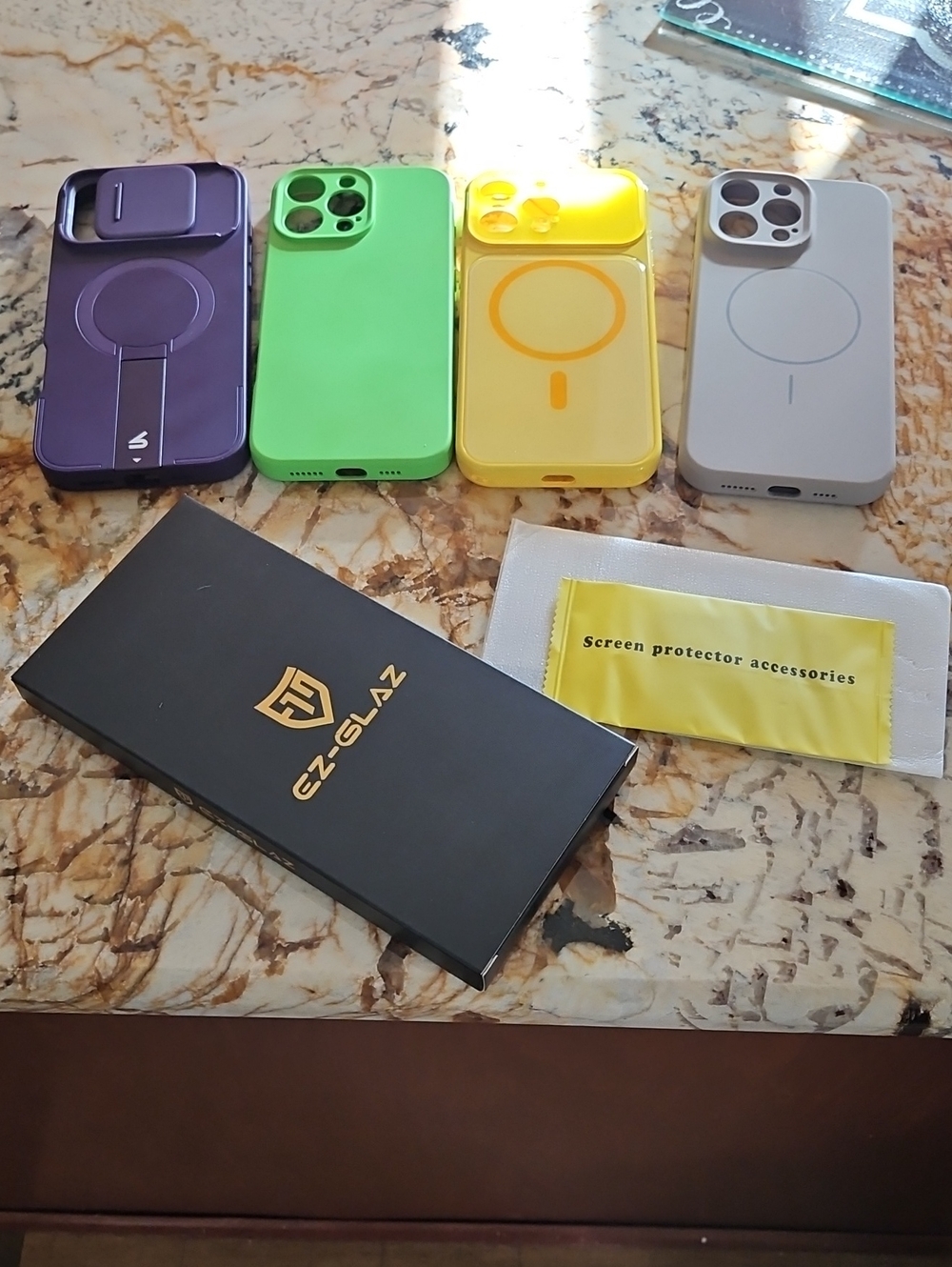Magnetic-Compatible Phone Case Set For Iphone 16 Pro Purple, Green, Yellow, Gray